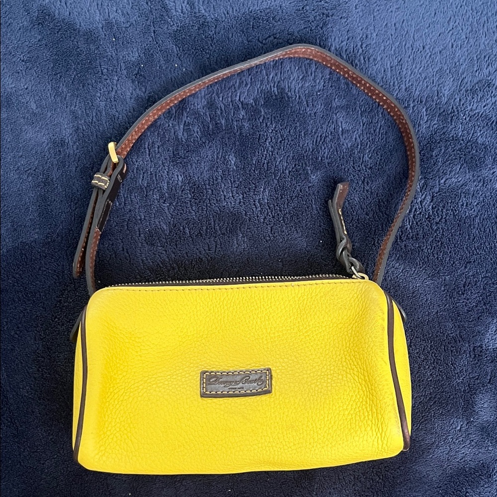 25# Dooney & Bourke Yellow Mini Bag with Brown Strap